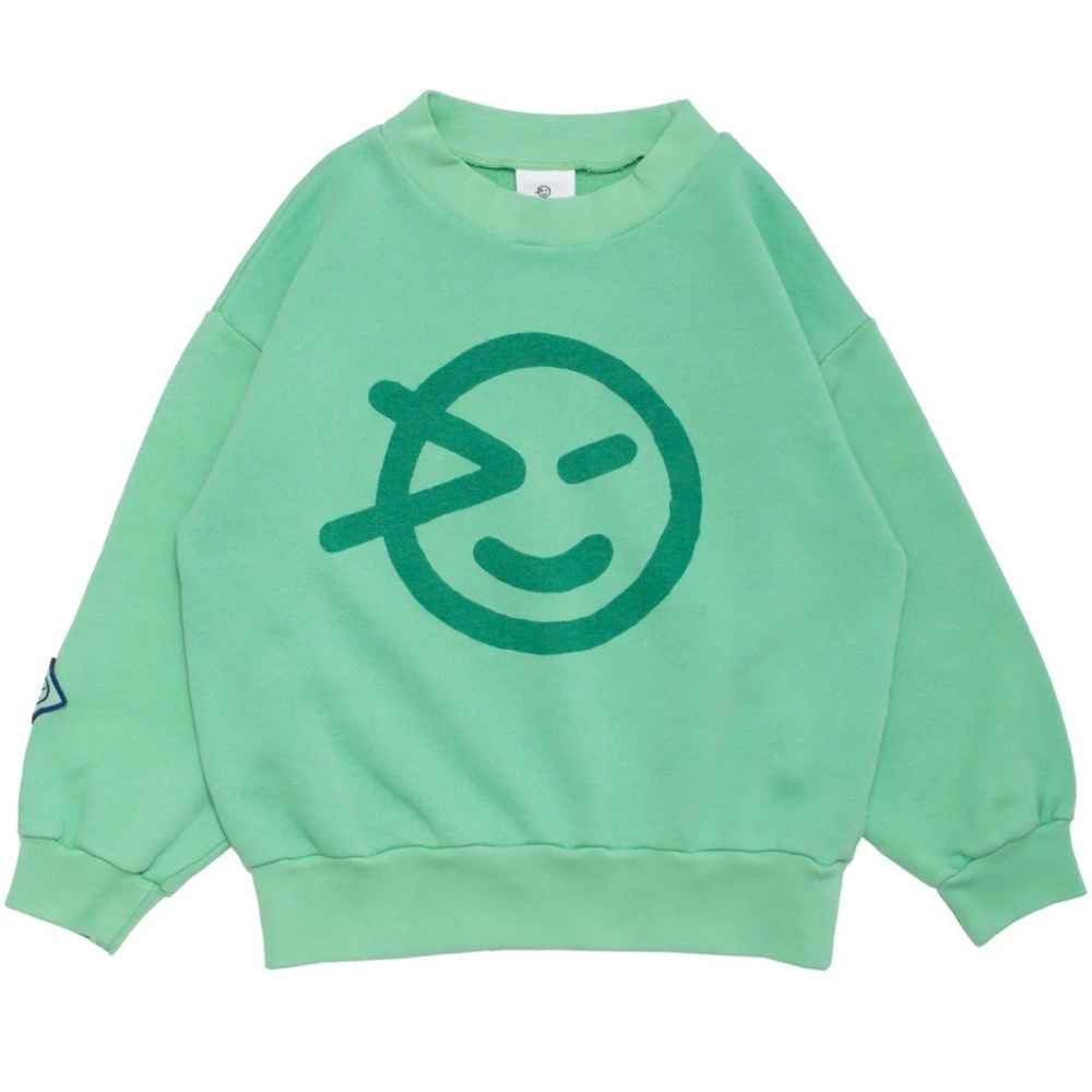 Wynken Slouch Sweatshirt Smiley face Logo Kids 4 Years Tropical Green New Unisex